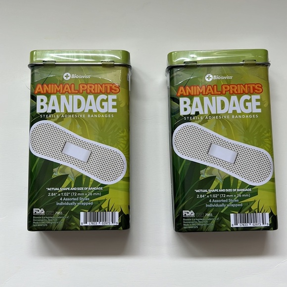 Set of 2 Bioswiss Animal Print Adhesive Bandages Tin Box 50 count each - Picture 2 of 4